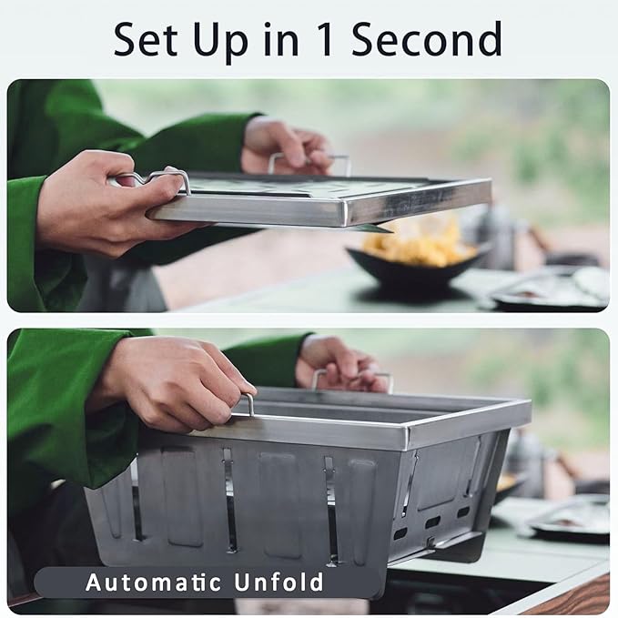 IGT Camping Grill, Portable Charcoal Grill, Outdoor Camping Stove with Carrying Bag, Folding BBQ Grill