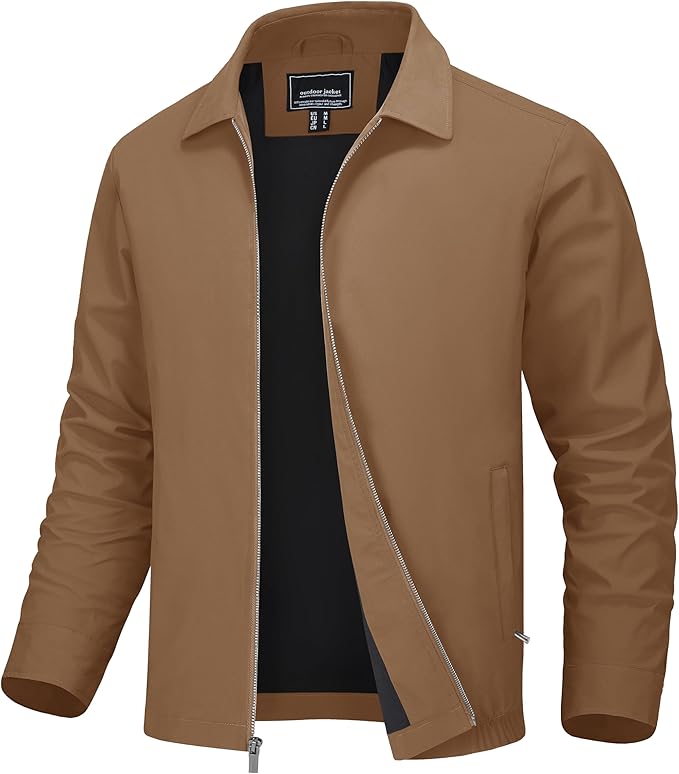 MAGNIVIT Men's Lightweight Jackets Light Windbreaker Full Zip Up Stylish Golf Coat Business Work Casual Dress