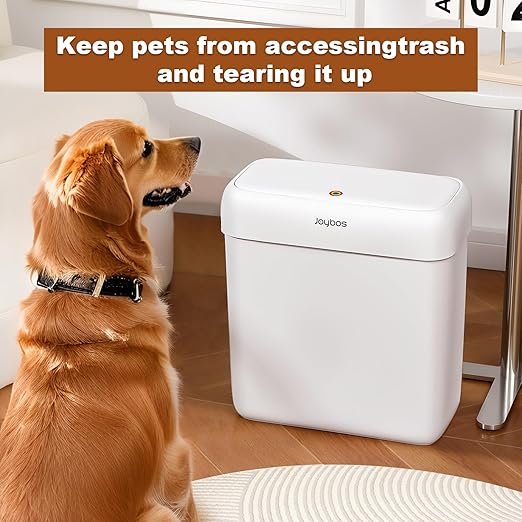 funest 2 Pack Bathroom Trash Can with Lid, 3 Gal/12 L & 2.7 Gal/10L Garbage Can with Pop-Up Lid, Small Spaces Plastic Trash Can, Slim Trash Bin Waste Basket for Bathroom,Rv, Office, White