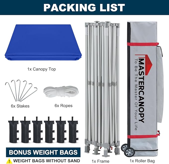 MASTERCANOPY Pop Up Canopy Tent Commercial Grade 10x20 Instant Shelter (Blue)