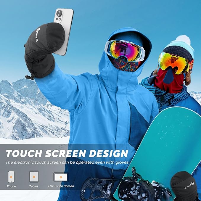 SAVIOR HEAT Heated Gloves, 3-Heating Levels Rechargeable Heated Ski Gloves for Men & Women, Touchscreen Water-Resistant 7.4V 2200mAh Electric Hand Warmers, Ideal for Skiing, Snowboarding, Working