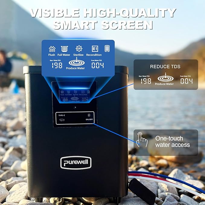 Purewell® K8680 RO Water Purifier System,Replacement Component PP Cotton Pre-Filter,3-Stage Portable Water Filtration,Survival Gear Purification for Drinking,Team Camping,Travel