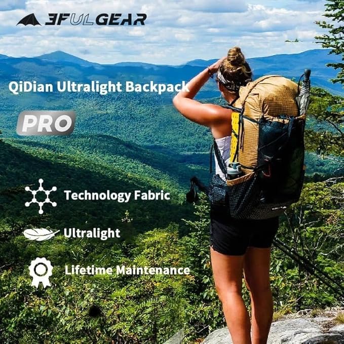 3F UL GEAR QiDian Pro UL 46+10L Backpack Outdoor Climbing Bag Camping Hiking Bags UHMWPE ultralight (Yellow)