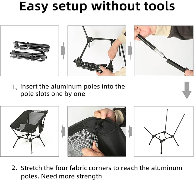 ROCK CLOUD Portable Camping Chair Ultralight Folding Chairs Outdoor for Camp Hiking Backpacking Lawn Beach Sports