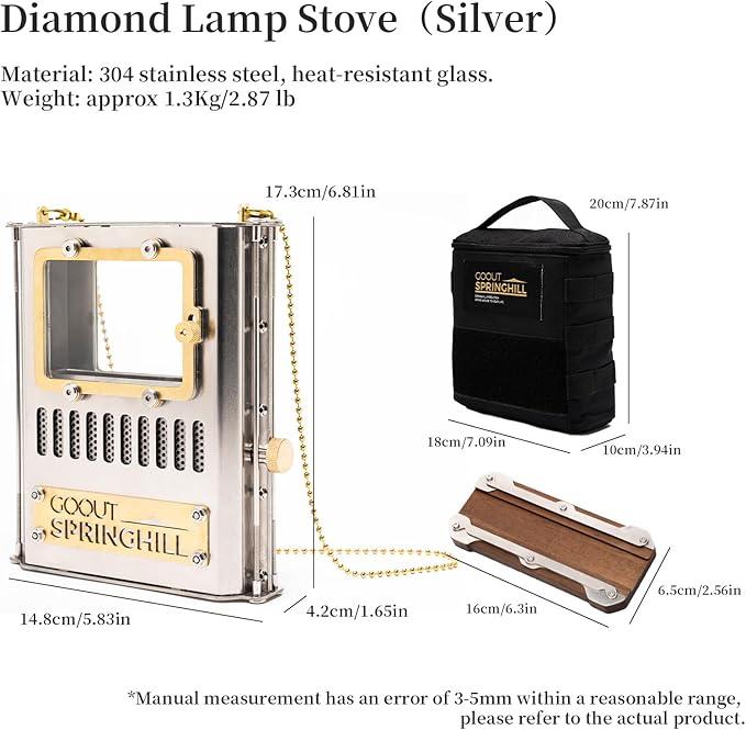 Camping Oil Lamp Portable Stove Hanging Kerosene Lantern for Outdoor Lighting Warming Silver