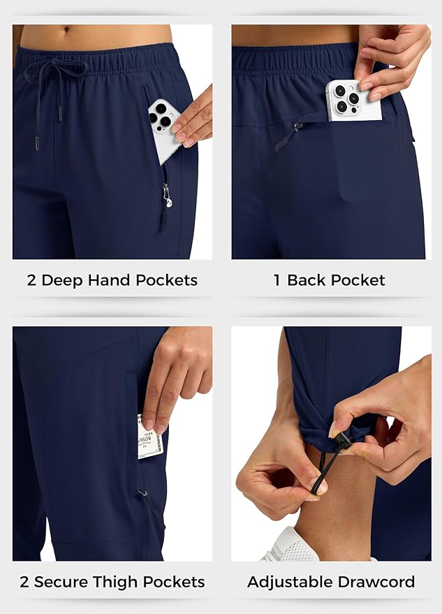 Willit Women's Hiking Pants Quick Dry Cargo Pants Lightweight Water Resistant Travel Golf Pockets Petite/Regular/Tall
