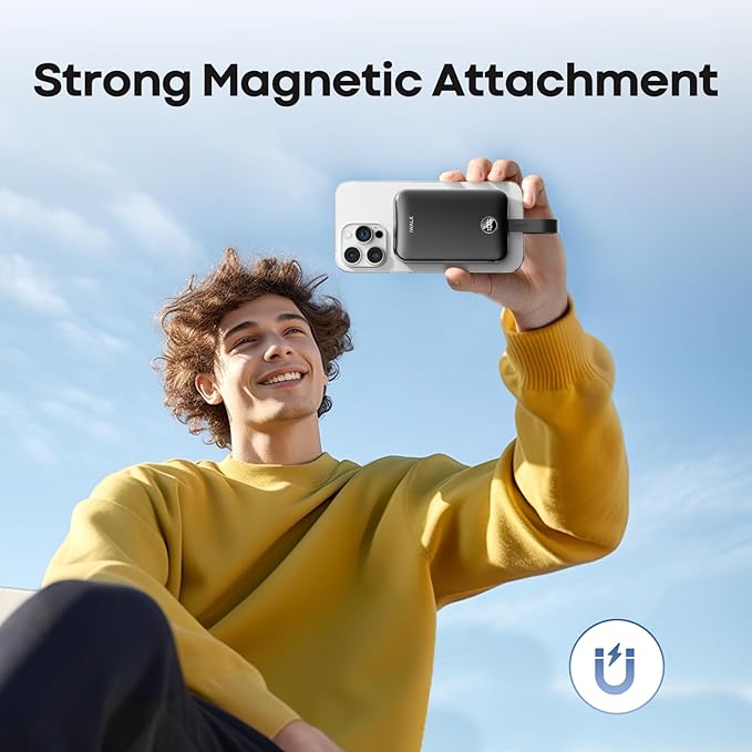 iWALK Magnetic Power Bank 10000mAh, 30W Wireless Portable Charger with Fast Charging USB-C Cable,Qi2 Certified 15W Battery Pack with LED Display for iPhone 16/16 Pro/15/14/13/12 Series, Samsung Galaxy