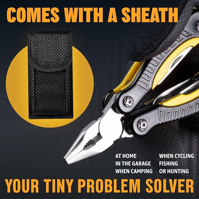 Mini Multitool Knife 12 in 1 Small Pocket Multi Tool with Knife and Pliers - Best Small Multi Purpose All in One Utility for Men & Women - Best Gear Accessory for EDC Work Camping Hiking 2229