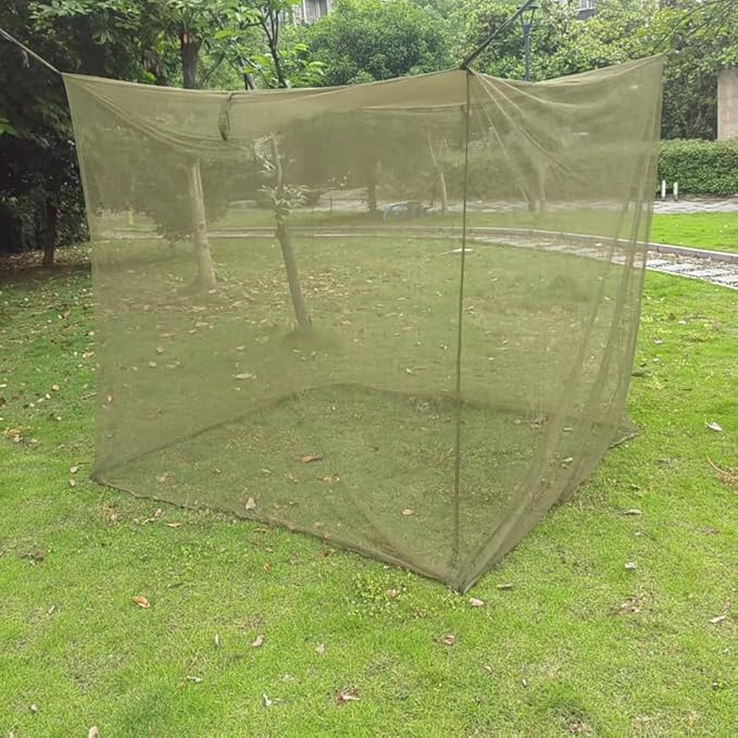 Military Green Mosquito Net - Portable Tactical Camping Net with Ultra-Fine Mesh, Fits Single/Double Beds & Cots (75"x35"x67" & 78"x67"x70") (Double L78in*W67in*H70in)