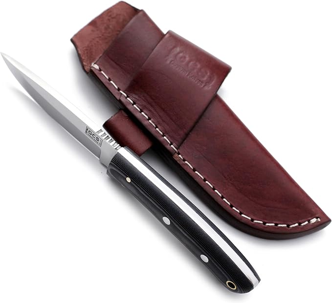 GCS Handmade D2 Steel Hunting Knife with Micarta Handle, Full Tang Blade, and Leather Sheath for Hunting Hunting Camping Survival EDC-GCS 965