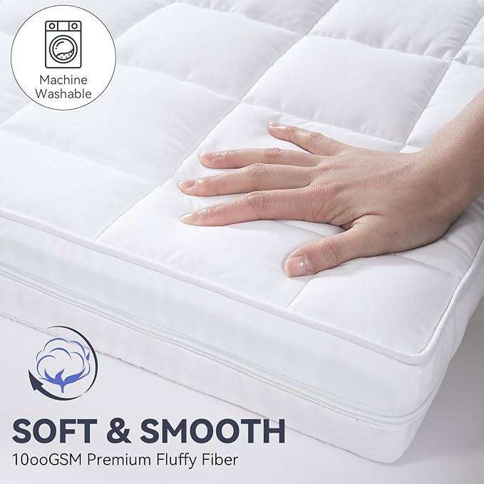 4Inch Cot Mattress Topper, Quilted Soft Portable Pads for Camping with Washable Cover, Memory Foam Sleeping Pads Only, Roll Up Floors Mat, 75"x38", Beige