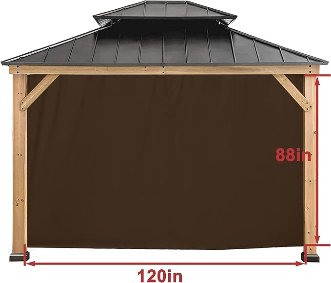 CoastShade Gazebo Pergola Canopy Panel Sidewalls Replacement 10ft Gazebo Pergola Privacy Panels Sidewall for Gazebos with 12Curtain Rings &12Rail Hooks, Brown