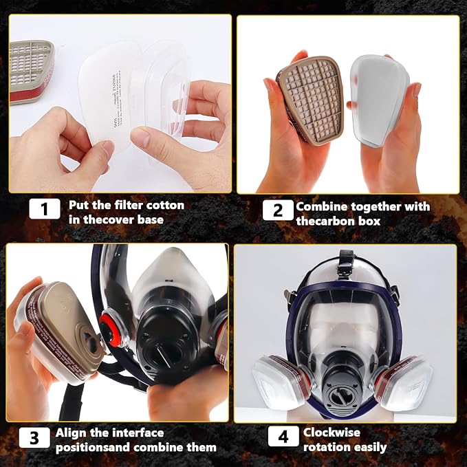 Gas Masks - Gas Masks Survival Nuclear and Chemical with 40mm Activated Carbon Filter&6001CN Filters for Chemical