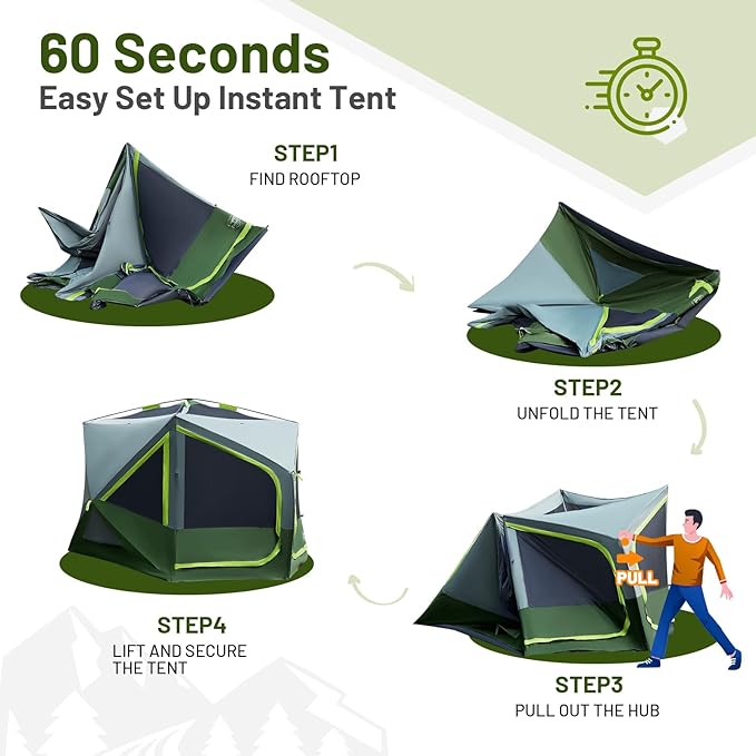 TIMBER RIDGE 4/6/8 Person Instant Pop Up Cabin Tent, Easy 60 Second Setup, Weather Resistant Camping Family Hub Tent with Rain Fly and Carry Bag for Outdoor Camping
