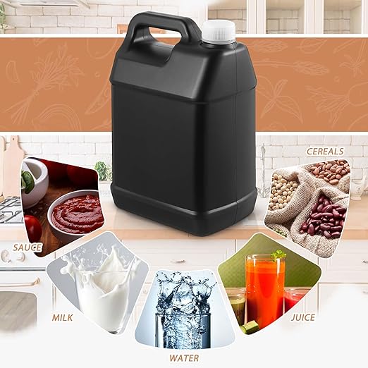 3 Pcs 1 Gallon Plastic Jug with Lids Square Empty Storage Containers HDPE Carboy Plastic Jar Containers for Water Beverage Oil Liquids (Black)