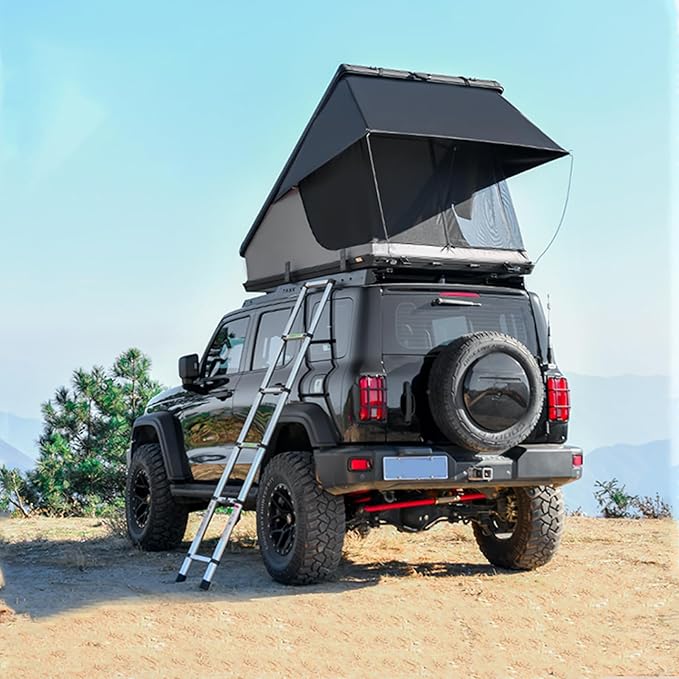 Roof Top Tent Hardshell Rooftop Tents with Ladder, Outdoor 2-3 Person Car Overland-Tents Camping for Van Jeep SUV Truck,Black