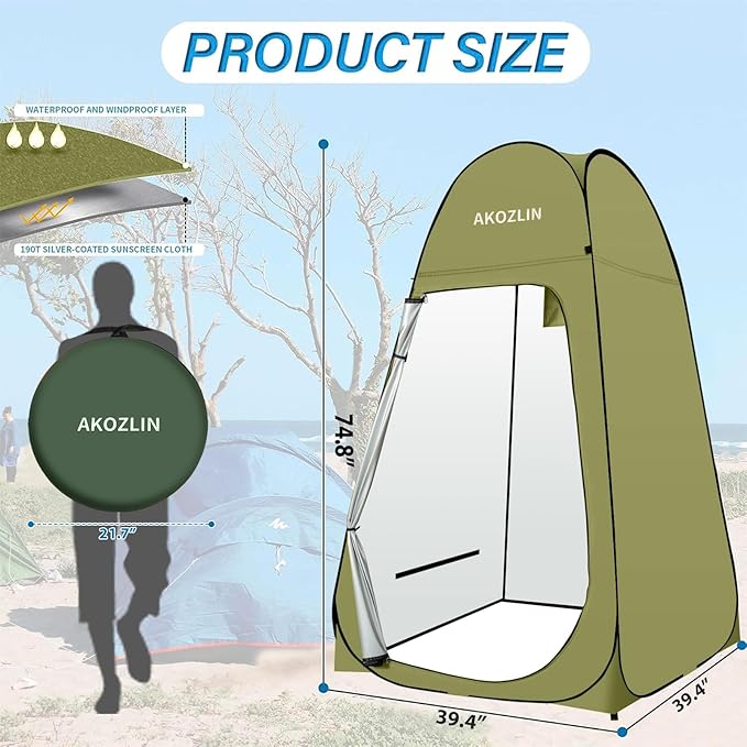 AKOZLIN Portable Pop Up Shower Tent Instant Privacy Dressing Changing Tent Outdoor Shower Room Camp Toilet Tent
