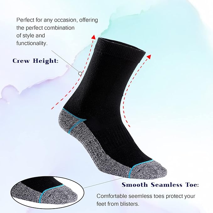 Kodal Copper Infused Crew Socks Business Athletic Moisture Wicking Odor Free Comfortable for All Day Wear (4/5 Pairs)