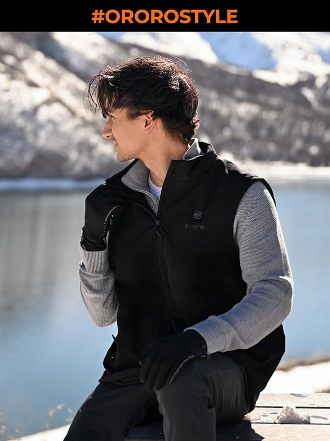 ORORO Men's Heated Softshell Vest with Battery, Soft Shell Heated Golf Vest for Men (Charger Not Included)