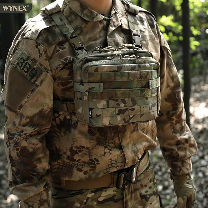 WYNEX Tactical Large Admin Pouch of Double Layer Design, Molle EDC EMT Utility Pouch with Map Sleeve Modular Tool Pouch Large Capacity Flag Patch Included