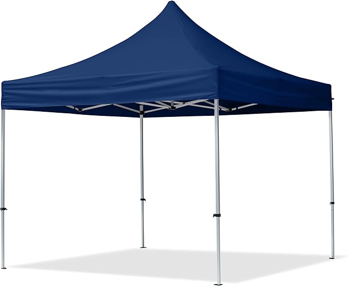10x10 ft PES 700 Pop up Canopy Tent Economy Aluminium 1.3 in., incl. 4 Sidewalls with Panorama Windows, Dark Blue