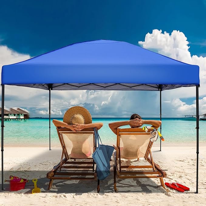 10x10 Pop Up Canopy Tent, Instant Outdoor Canopy with Sand Bags Waterproof Sun Shade Easy Up Tents for Parties,Canopy for Camping Beach Parties (Blue)