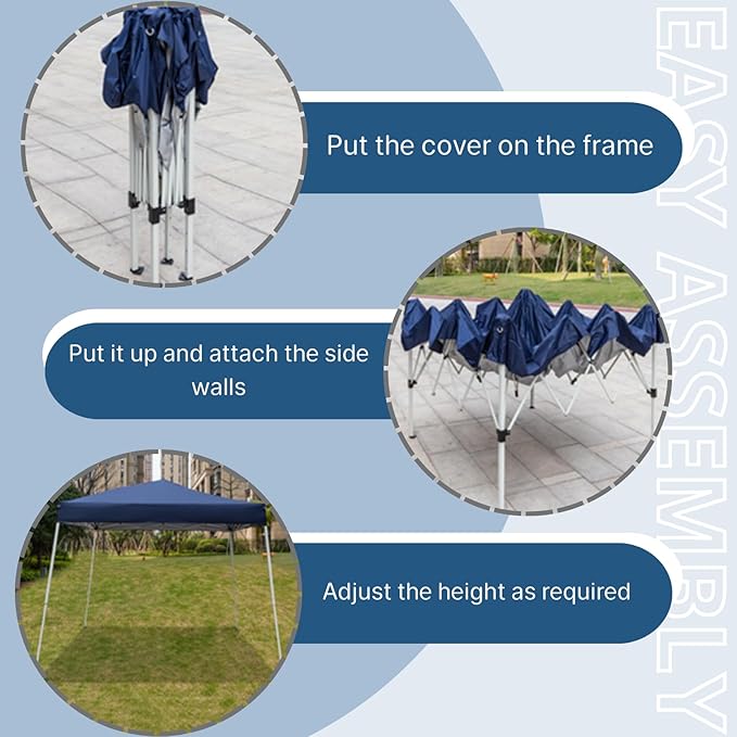 Outvita Canopy 7.8x7.8' Pop Up Commercial Instant Gazebo Tent, Waterproof & UV Protection Canopy Tent with Slant Legs for Party Wedding Birthday BBQ Events