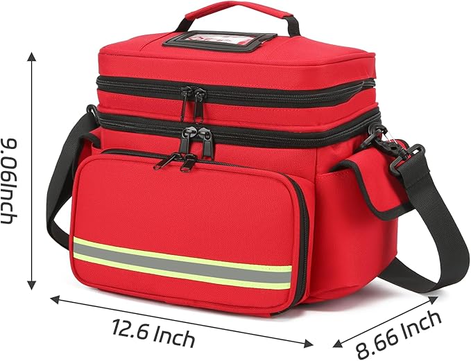 Double Layer Medical Bag Empty First Aid Bag Emergency Trauma Bag Empty, First Responder Organizer for Nurses,Home Health Care, EMT