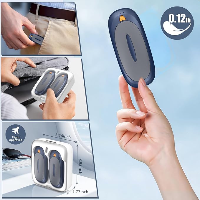 3-in-1 Electric Hand Warmers Rechargeable 2 Pack,14000mAh Portable Dual-Sided Handwarmer with Charging Case, 3 Levels Fast Heating Pocket Warmers,Gifts for Men,Women,Raynauds,Hunting Gear