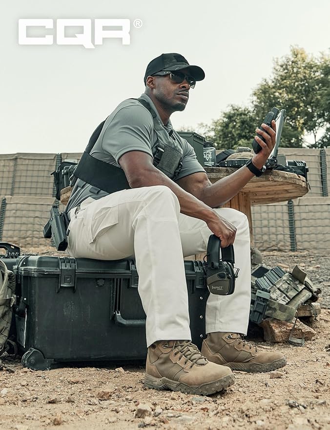 CQR Men's Tactical Pants, Water Resistant Ripstop Cargo Pants, Lightweight EDC Work Hiking Pants, Outdoor Apparel