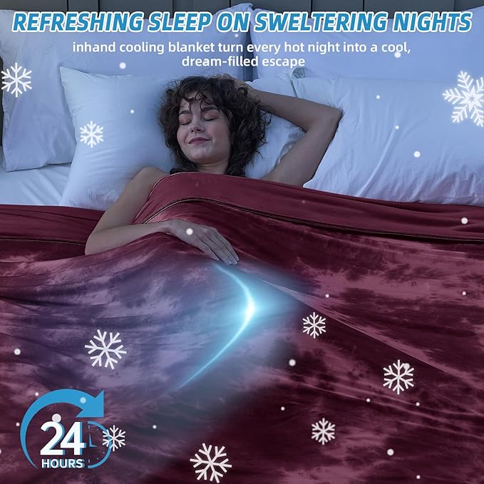 inhand Cooling Blanket Queen Size (90"x90"), Cooling Blankets for Hot Sleepers, Absorbs Heat to Keep Adults Cool for Summer Nights Sweats, Thin Cold Lightweight Blanket for Couch Bed, All Season Use