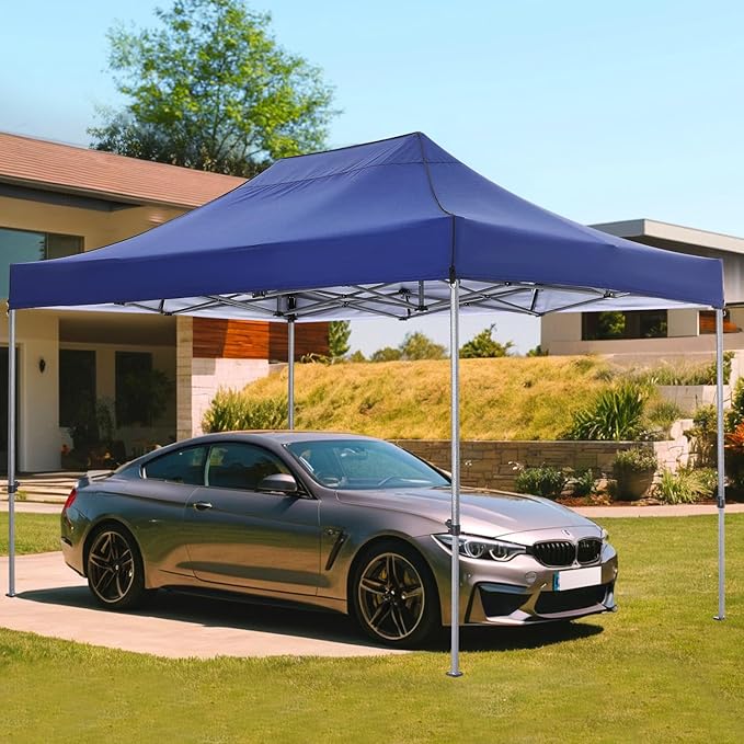 COBIZI 10x15 Pop Up Canopy Without Sidewall,Heavy Duty Canopy UPF 50+ All Season Wind Waterproof Commercial Outdoor Wedding Party Tents for Parties Gazebo with Carry Bag(10 x 15 ft Dark Blue)
