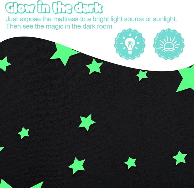 MeMoreCool Foldable Floor Mattress for Kids, Glow Toddler Nap Mat for Sleeping and Daycare, Portable Trifold Futon Mattress Floor Bed, Star