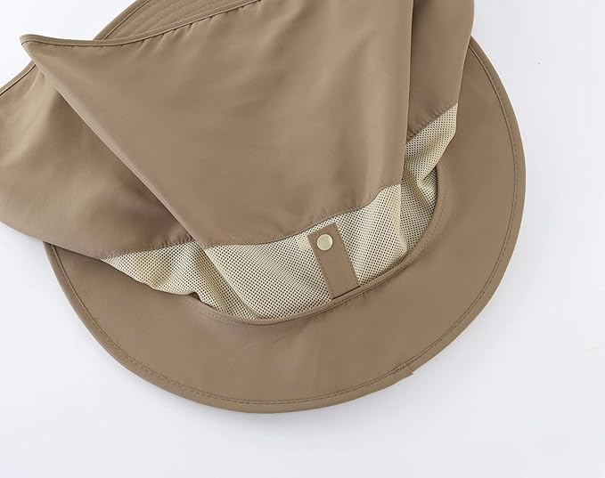 Home Prefer UPF50 Mens Sun Hat with Neck Flap Quick Dry UV Protection Cap Womens Wide Brim Fishing Hat Neck Flap Beach Garden