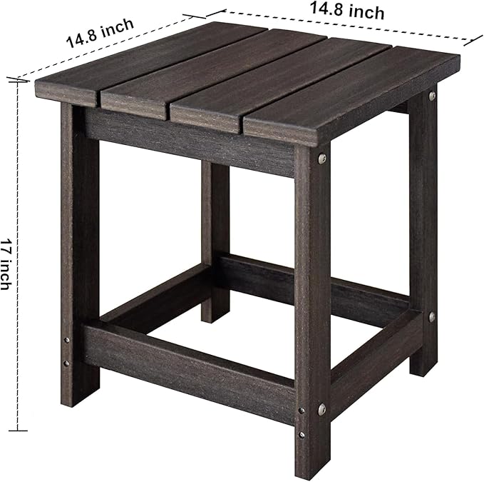 LZRS Adirondack Square Outdoor Side Table for Patio, Pool Composite Patio Table,HDPE End Tables for Backyard,Pool, Indoor Companion, Easy Maintenance & Weather Resistant(Brown Mixture)