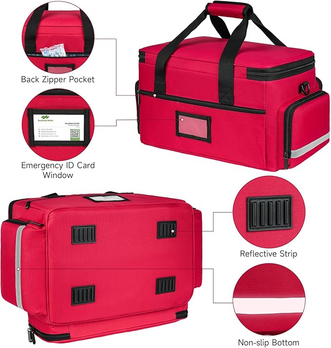Medical Bag,First Aid Bag Empty,Home Health Nurse Bag with Detachable Divider,Medical Supplies Storage Tote for Nursing Student,Therapist,Doctors