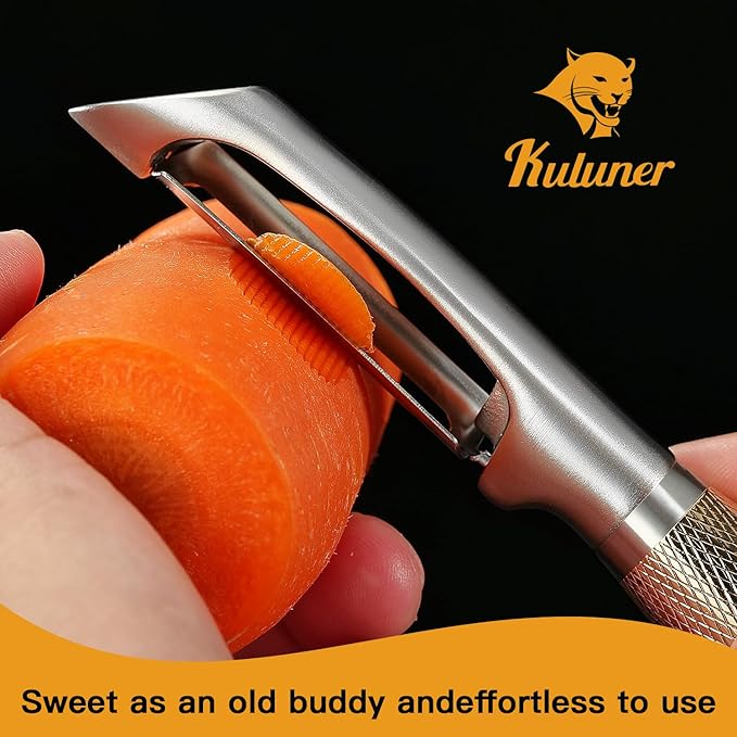 Luxury I-Type Vegetable Peeler – 24K Gold Plated Handle, 304 Stainless Steel Ultra Sharp Blade, Ideal for Potatoes, Apples, and Other Fruits & Vegetables