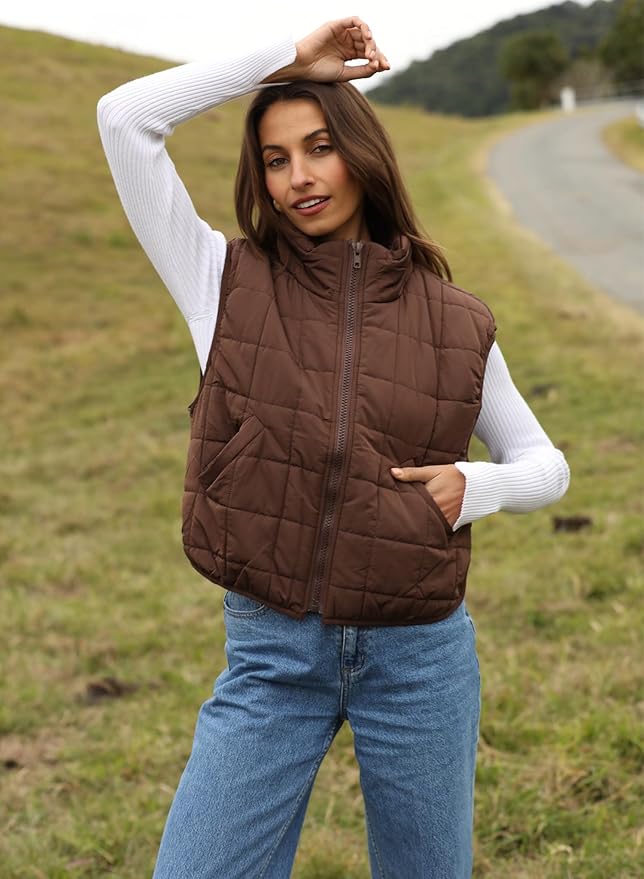 Zeagoo Womens Puffer Vest Ladies Sleeveless Zip Up Outerwear Warm Puffer Lightweight Down all Winter Jackets Coats 2025
