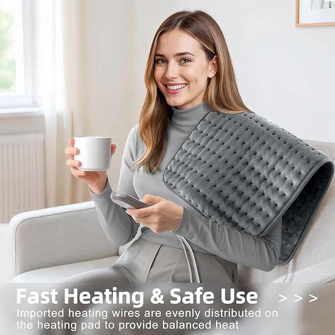 Heating Pad for Pain Relief – 12"x24" Moist/Dry Heat for Back, Neck, Shoulder, and Cramps, Auto-Off, Machine Washable, Ideal Gift for Christmas, Mother's Day, Women, Men, Mom, Dad, Daughter