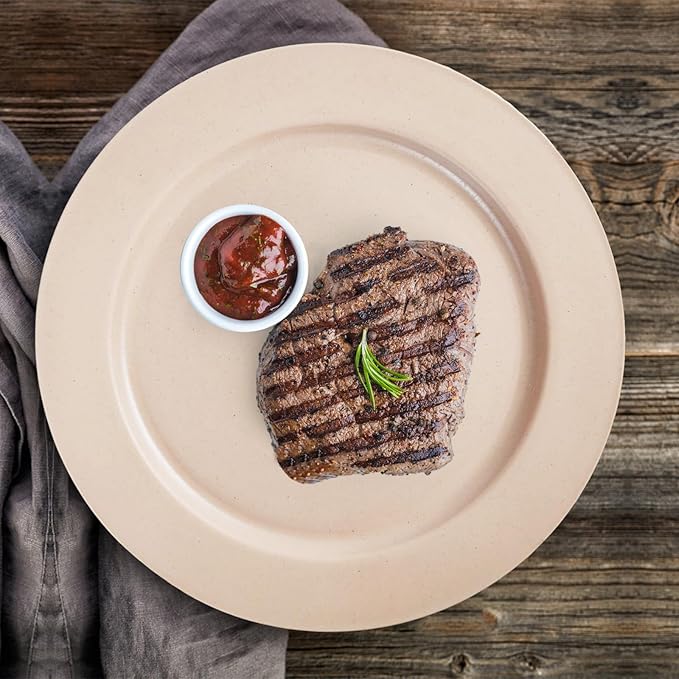 greenandlife 10inch/6pcs Dishwasher & Microwave Safe Wheat Straw Plates, Alternative for Plastic Plates, Lightweight Reusable Unbreakable Dinner Plates, Non-toxin, BPA Free for Kids Adults