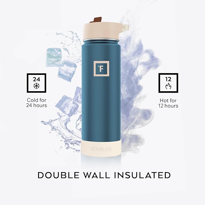 IRON °FLASK Camping & Hiking Hydration Flask with Straw Lid & Boot - Stainless Steel, Double Walled & Vacuum Insulated Water Bottle - Leak Proof & BPA Free (Desert Oasis, Straw - 22 oz)