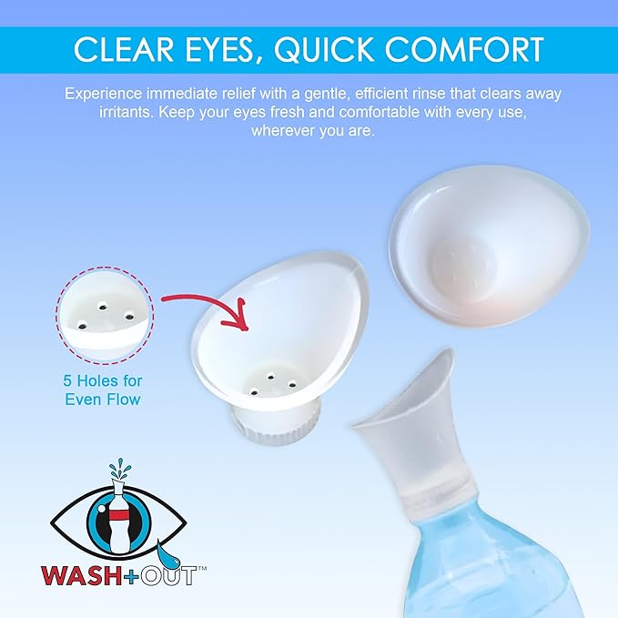 WASH+OUT Eye Wash Cup Kit – Portable Eyewash Cup and Eye Rinse Solution Accessory – Emergency Eye Wash Cup for Eye Care, First Aid Kit, Clear Eyes Flush, Eyewash Cups Disposable - 10 Pack