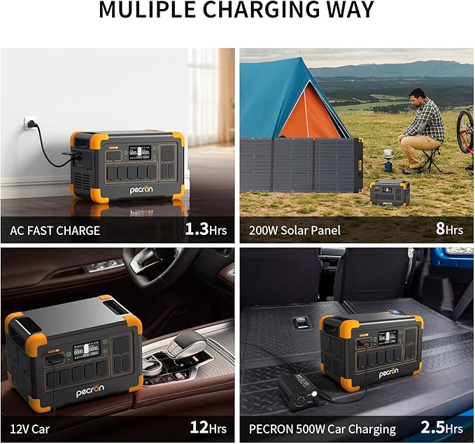 pecron Solar Generator E1000LFP with 300W Solar Panel, 1024Wh LiFePO4 Battery Backup, 1800W Portable Power Station Expandable to 4096Wh, Fast Charging Power Station for Emergencies, Camping, RV