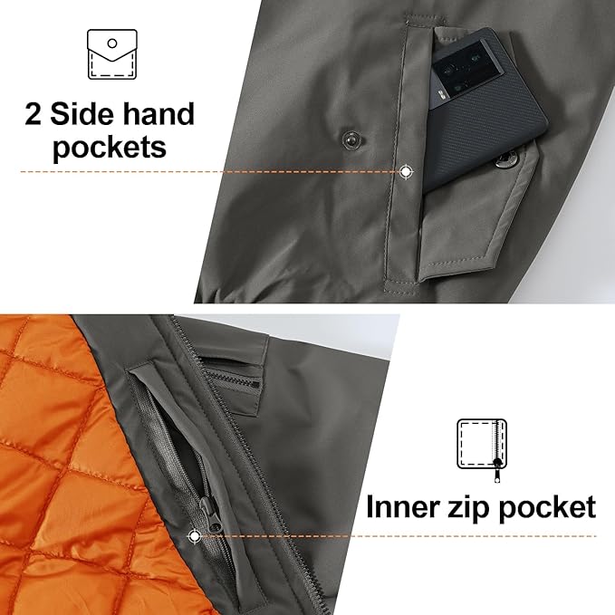 Gopune Men's Windproof Bomber Jacket Warm Water Resistant Windbreaker Winter Outwear Quilted Jackets Coats