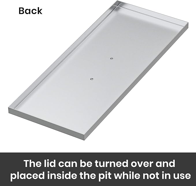 Stanbroil Fire Pit Burner Pan Cover 27" x 11", Fits 24 x 8 Inches Rectangular Drop-in Burner Pan, Stainless Steel