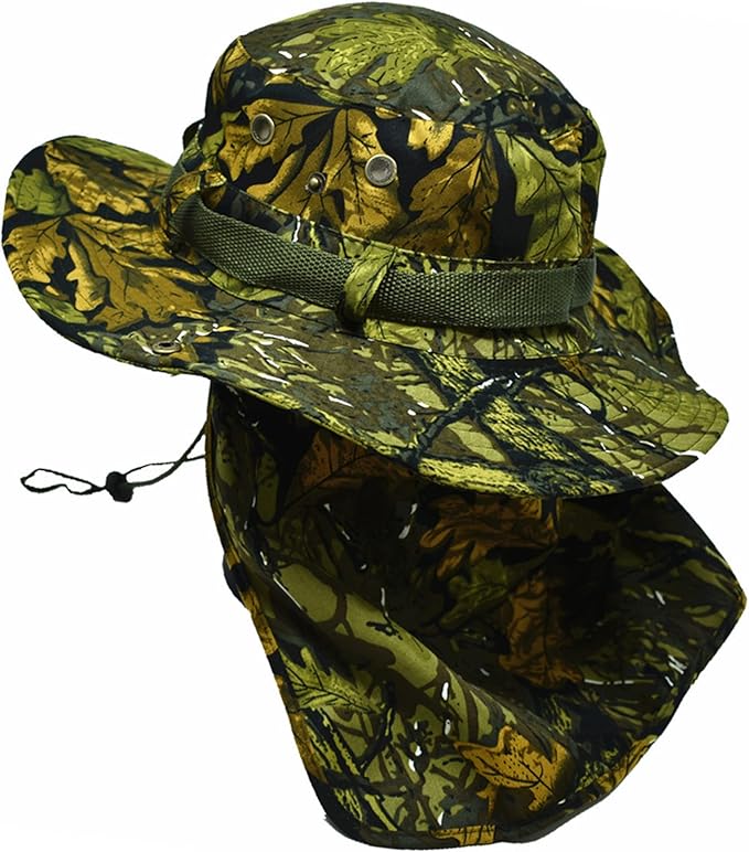 Glory Max Bucket Boonie Hat with Neck Flap Cover Sun Safari Wide Brim Fishing Garden Hiking Cap