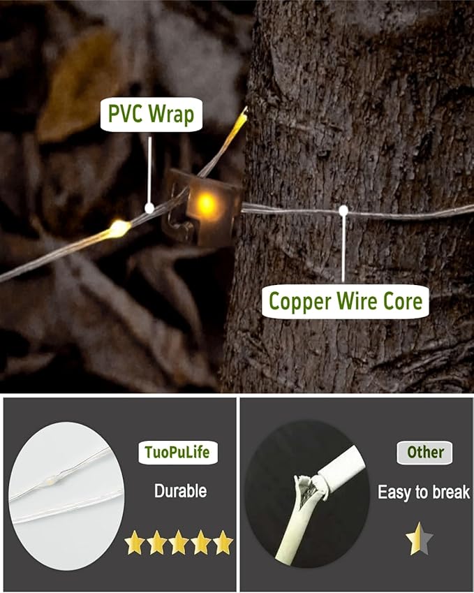 Camping String Lights, 32.8FT Warm & RGB Fairy String Lights 130LEDs, Portable Waterproof Camping Light with 12 Modes, Hanging Tent Lanterns for Outdoor Hiking Yard AWN Home Bedroom Decorations