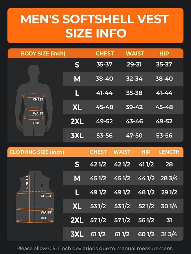 ORORO Men's Heated Softshell Vest with Battery, Soft Shell Heated Golf Vest for Men (Charger Not Included)