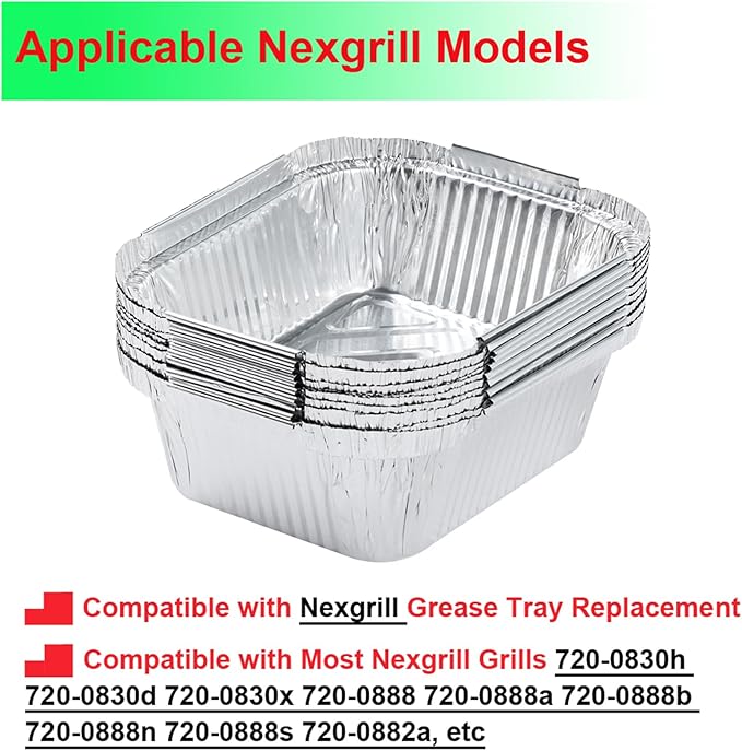 Nexgrill Grease Tray Replacement Parts for Nexgrill 720-0830h Grill Drip Tray Accessories, Nexgrill Drip Pan Grease Catcher Liners Foil Disposable 30 Pack