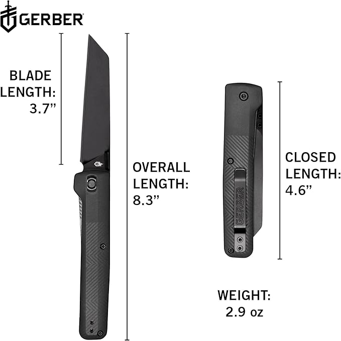 Gerber Gear Pledge Pocket Knife with Pocket Clip - 3.7" Full Panel Plain Edge Blade Folding Knife - EDC Gear and Equipment - Omni Gray